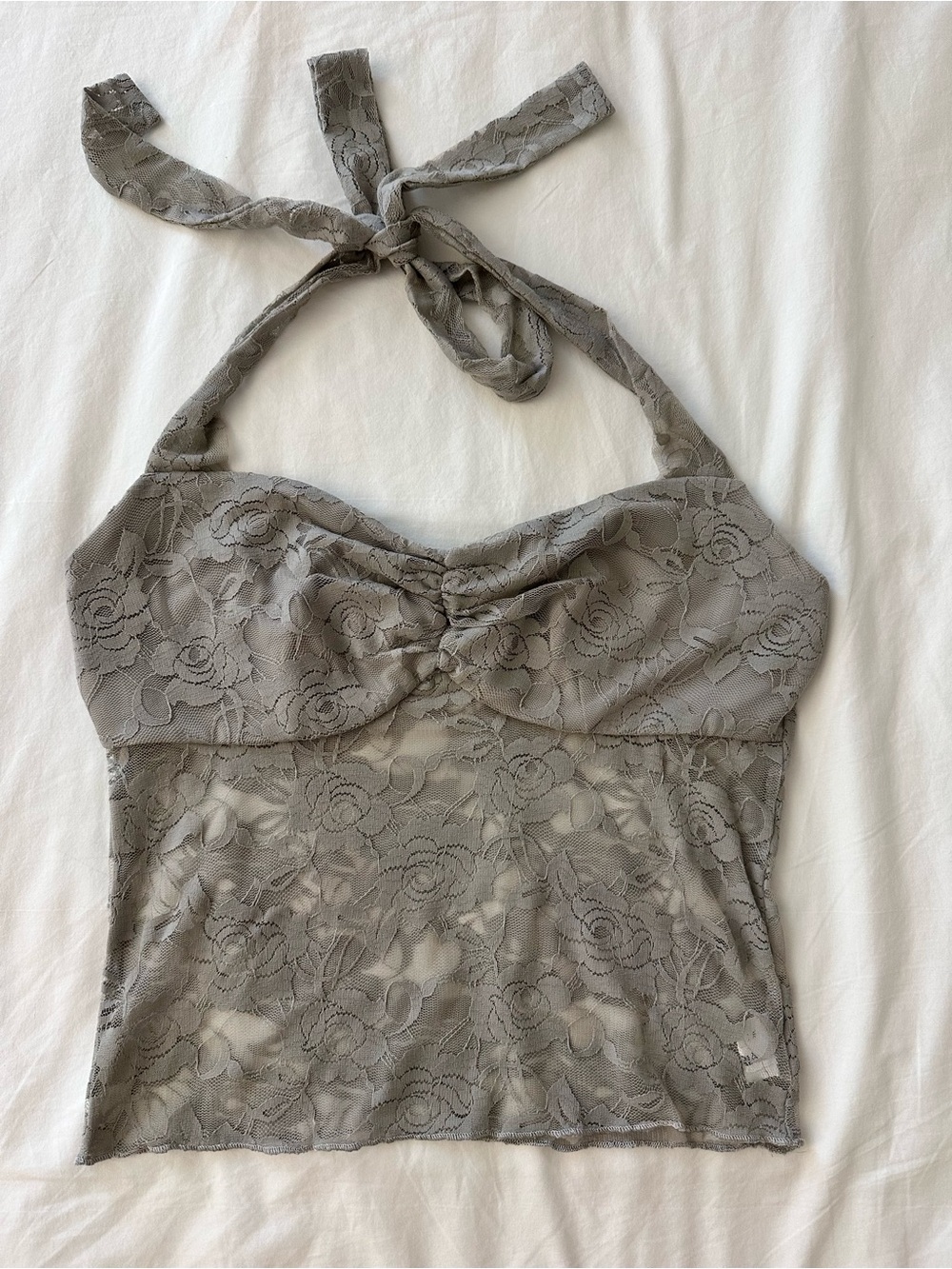 ReoRia Gray Lace Halter Bandeau